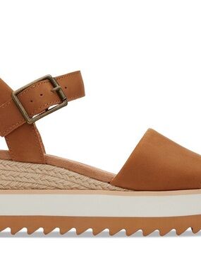 Toms Tan Platform Wedge Espadrille Sandals Diana